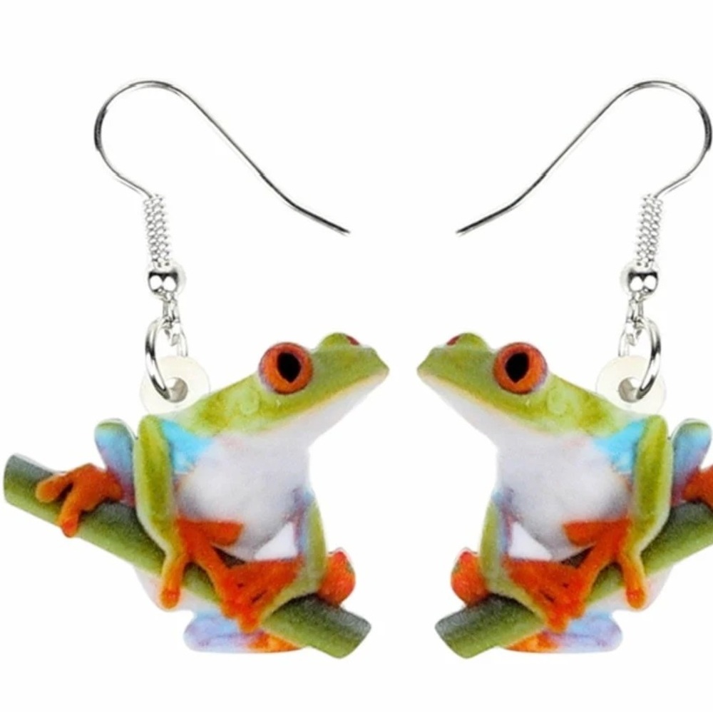 Acrylic Cartoon Cute Frog Earrings Drop Dangle